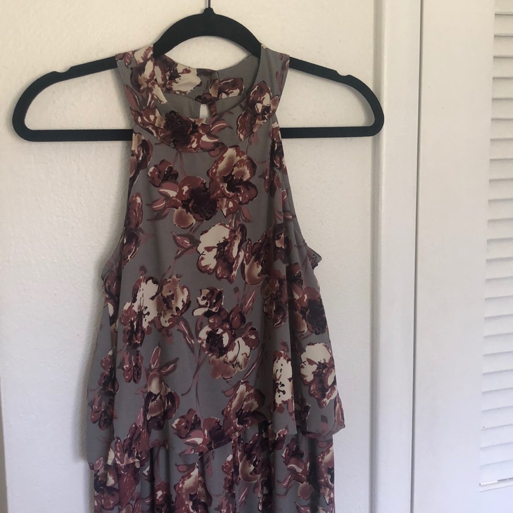 Gray, floral jumpsuit